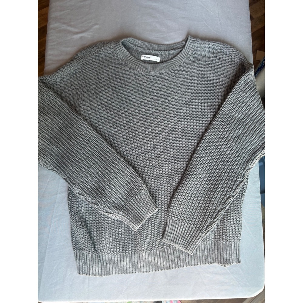 Sonoma Goods For Life Women L Gray Rust Stitch Crewneck Sweater Bundle 2pk - Picture 9 of 9